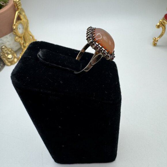 Stunning VTG Sterling Silver Garnet & Agate Set Necklace Earrings Ring Circa 50s - Picture 7 of 16